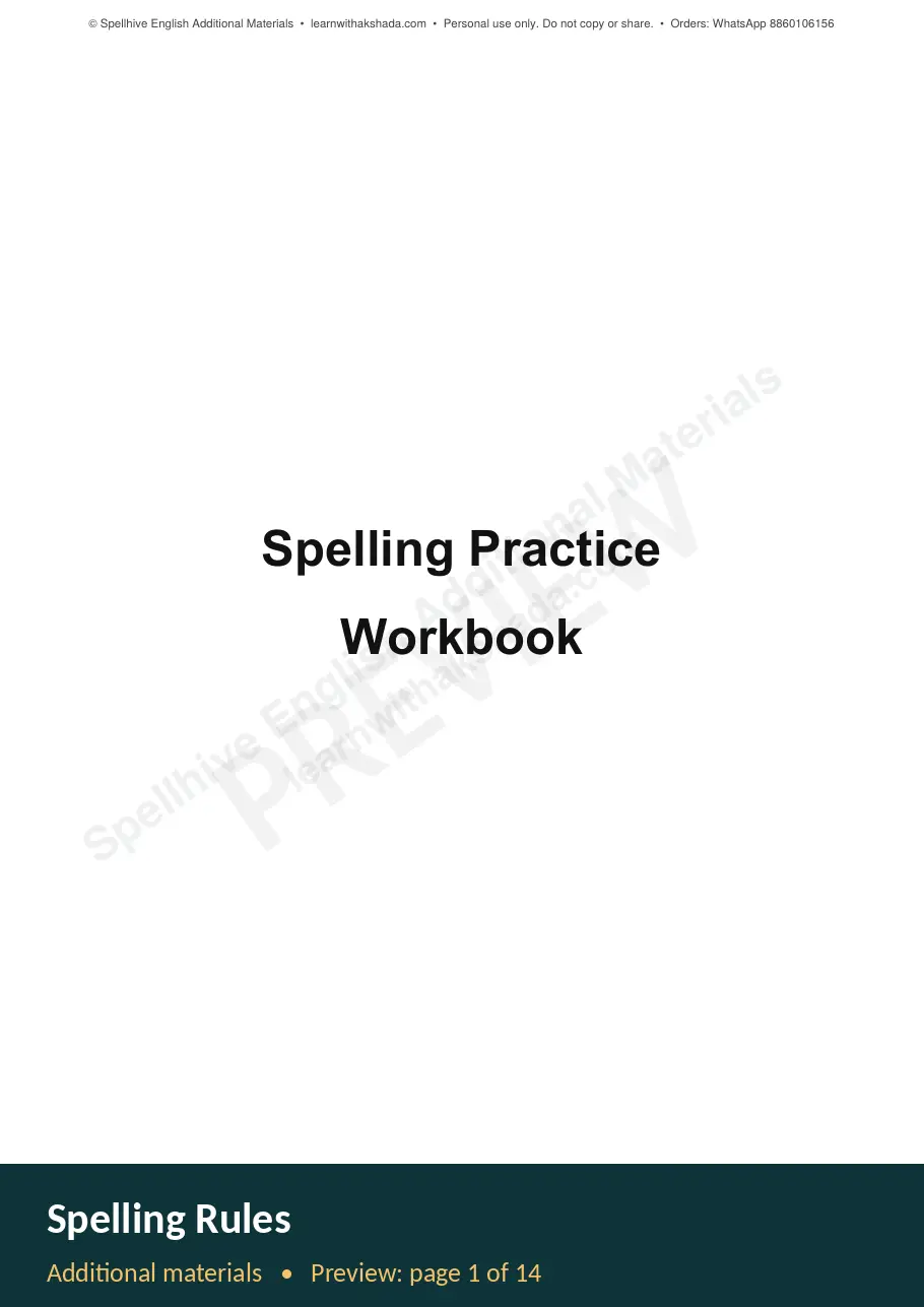 Sample page of Spelling Rules